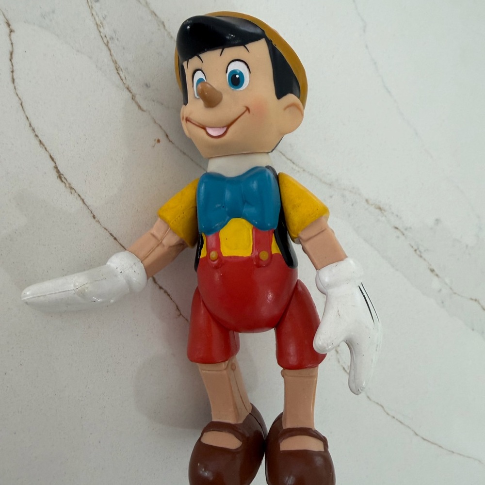 Vintage Pinocchio Kids Toy Figure - Red, Blue & Yellow